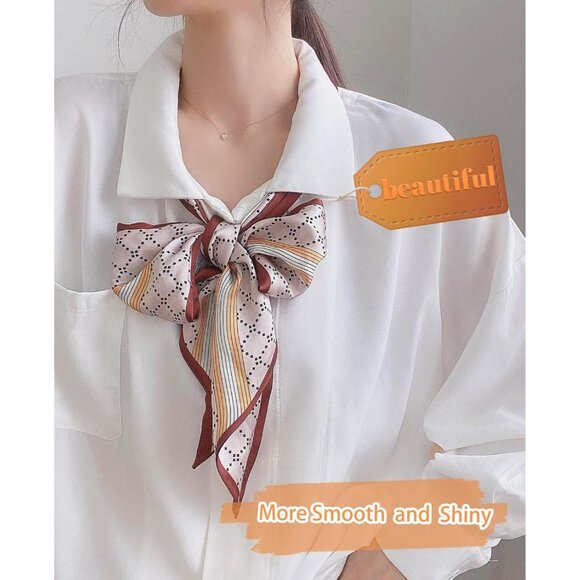 Women's Turmeric Rhombus Fashion Oblique Angle Silk Neck Scarf Printed Scarves - Picture 2 of 6